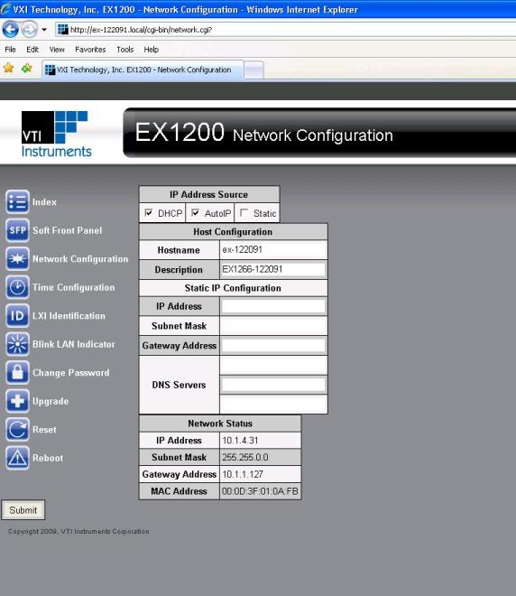 Configure LXI Device with Static IP Address